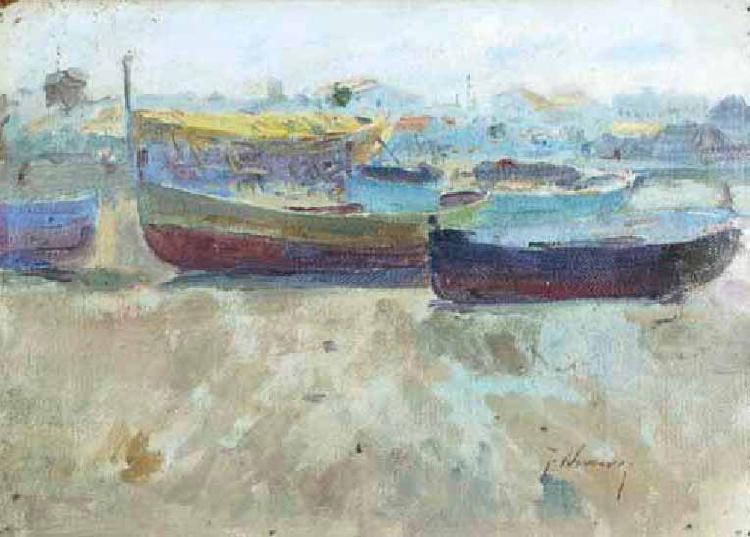 Seymour Joseph Guy Boats on the beach Germany oil painting art